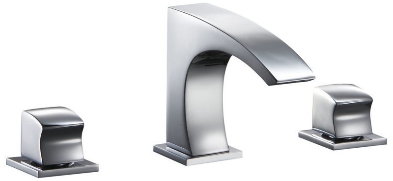 Double-handle 3-hole washbasin mixer