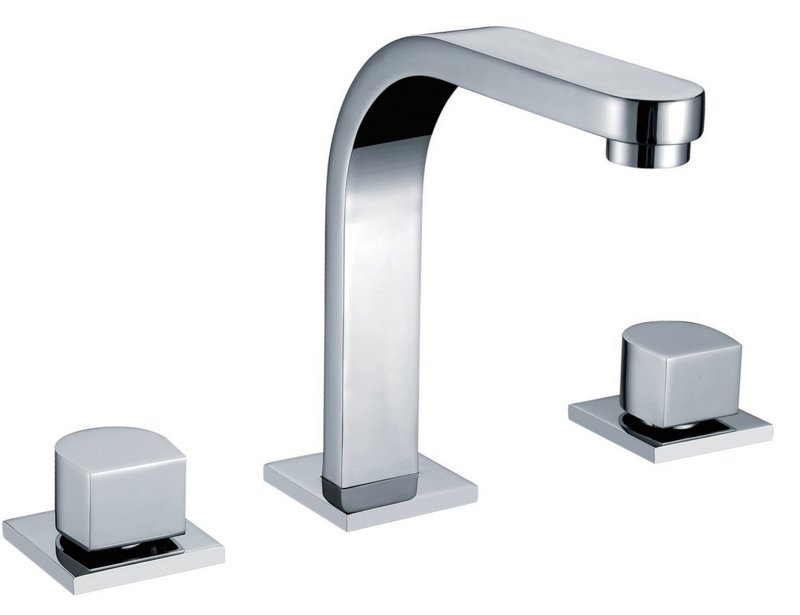 Double-handle 3-hole lavatory mixer