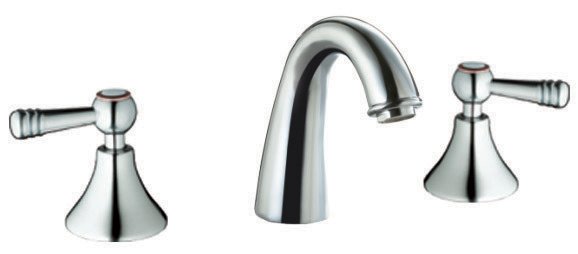 Double-handle 3-hole lavatory faucet
