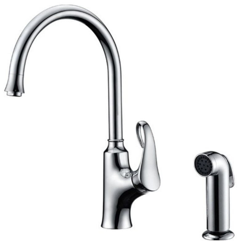 Single-handle kitchen faucet with side-spray