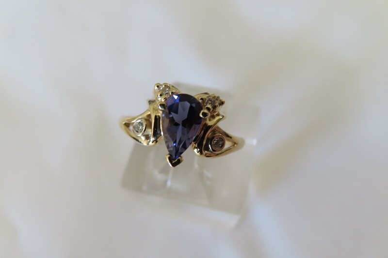 Iolite &amp; Diamonds &quot;Butterfly&quot; Ring