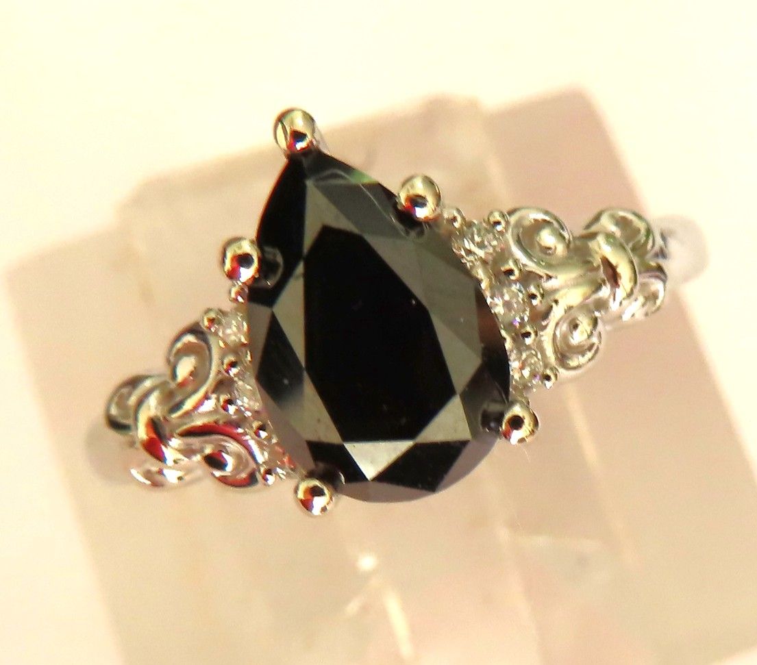 Black Diamond Ring in 10ct white &amp; yellow gold