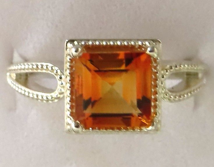 Golden Citrine with millegrain work in silver