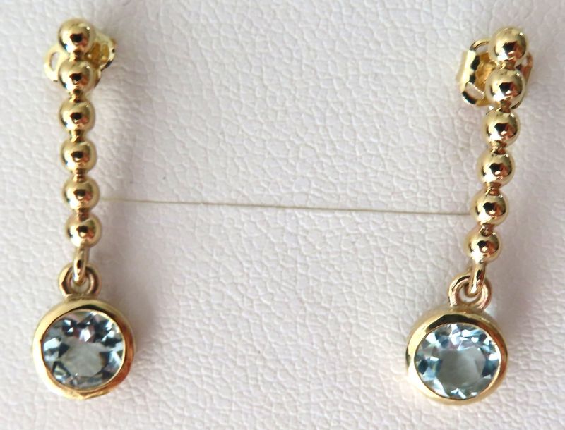 Aquamarine and gold hemisphere earrings in 9ct yellow gold