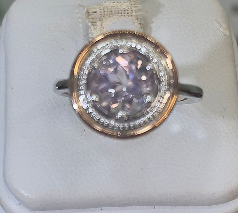 Pink Morganite solitaire ring in 9ct white and rose gold