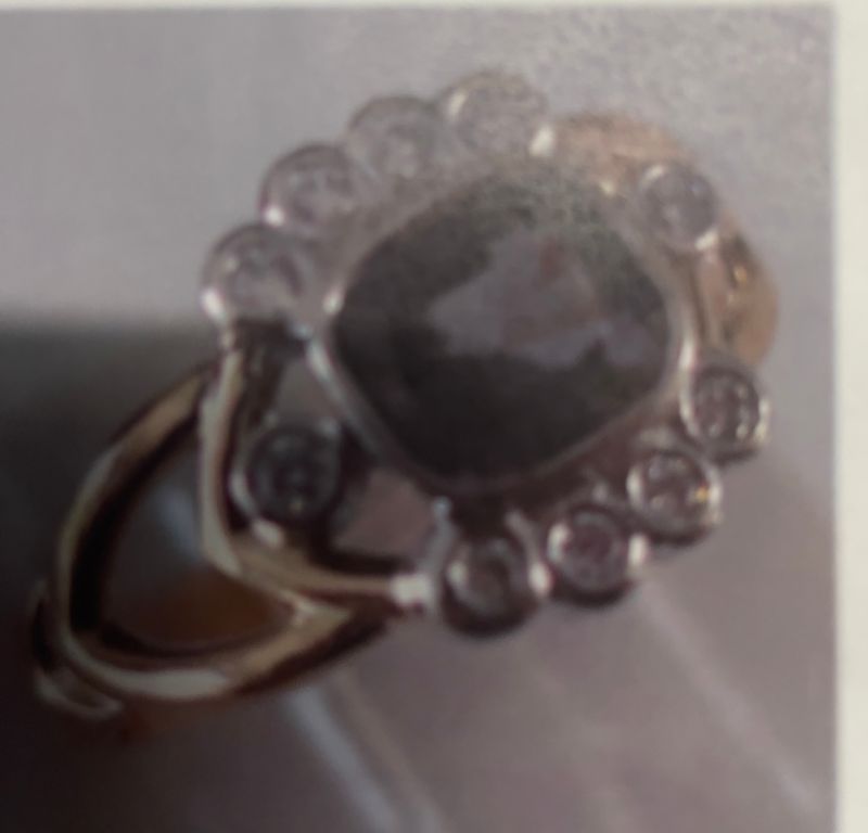 Blue Grey Spinel &amp; Diamonds ring