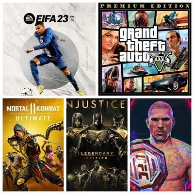 FIFA 23 + UFC 4 + Mortal Kombat 11 Ultimate + GTA 5 + Injustice2