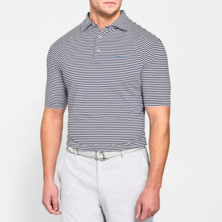 EVERGLADES NAVY STRIPED PETER MILLAR POLO