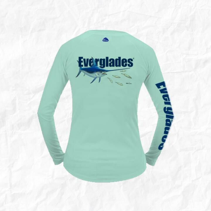 WOMEN&#39;S LONG SLEEVE PERFORMANCE SHIRT SWORDFISH DESIGN