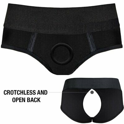 2.0 Brief+ Crotchless Harness - Black