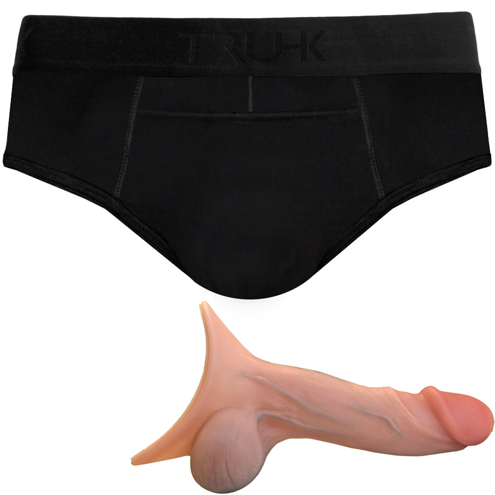 BLACK TRUHK - Pouch Front Brief Underwear with 6&quot; STP - PACKAGE DEAL, Size: S, Realistic STP Color: Vanilla