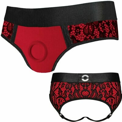 Red Cheeky Panty+ Harness, Size: S