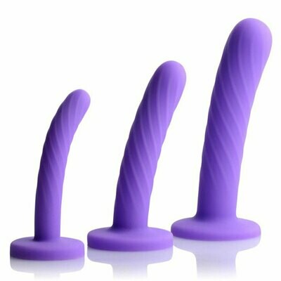 Tri-Play Silicone Dildo Set - Set of 3 - Purple