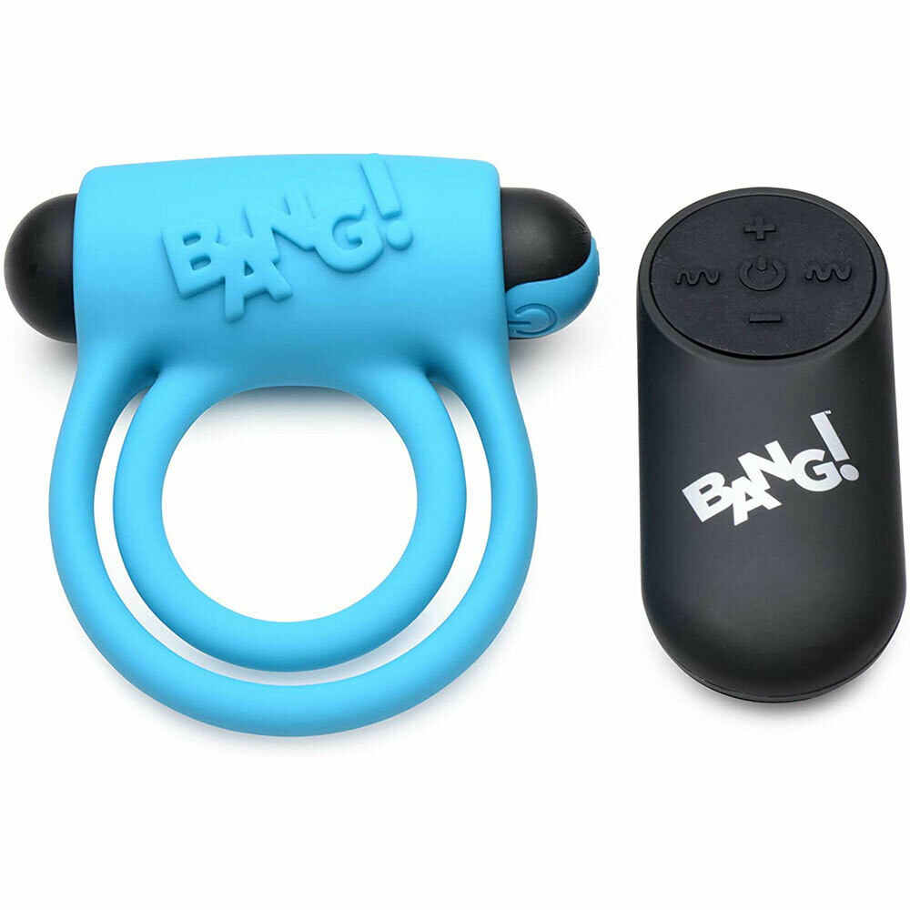 Bang! Vibrating Silicone Rechargeable C-Ring - Remote Control - Blue