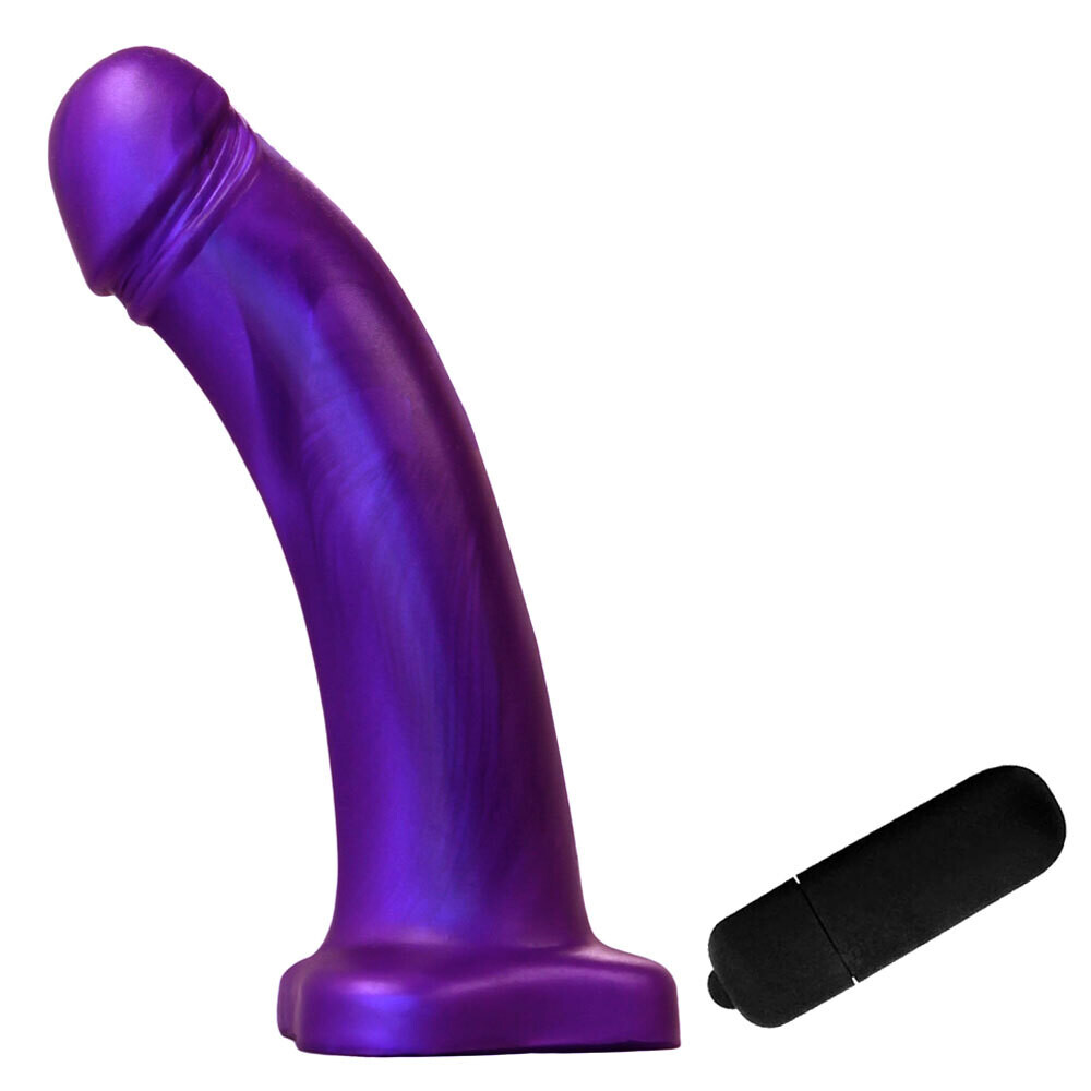 7&quot; Series Silicone Dildo With Vibe - Violet Pearlescent
