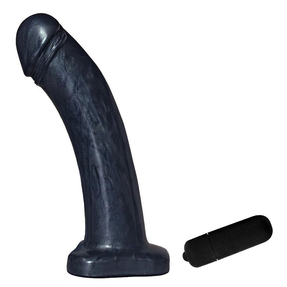 7&quot; Series Silicone Dildo With Vibe - Black Pearlescent