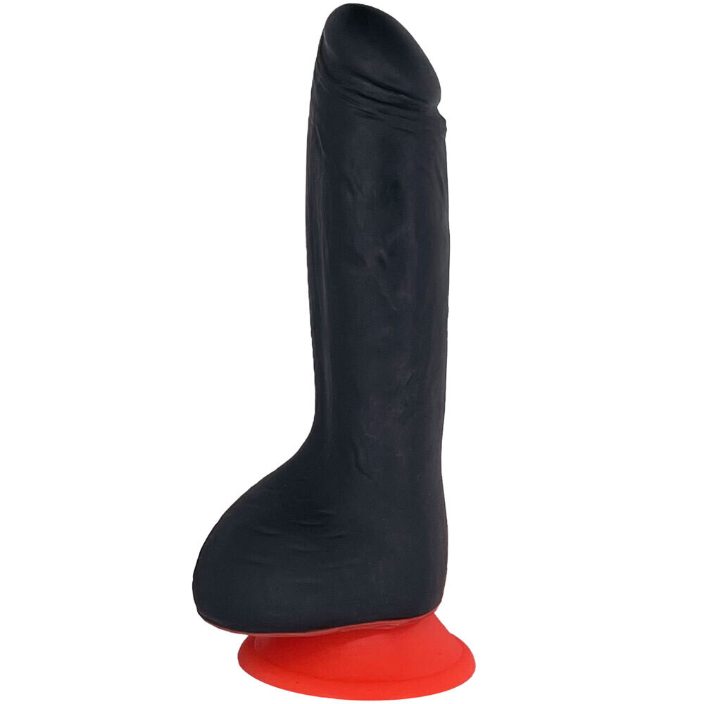 5.5&quot; Lou Suction Cup Silicone Dildo - Black &amp; Red