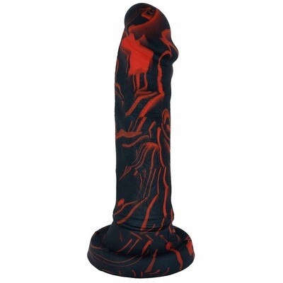 5.5&quot; Reed Silicone Glow In The Dark Dildo - Black &amp; Red Swirl
