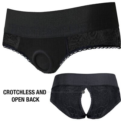 2.0 Lace Crotchless Panty Harness - Black - FINAL SALE
