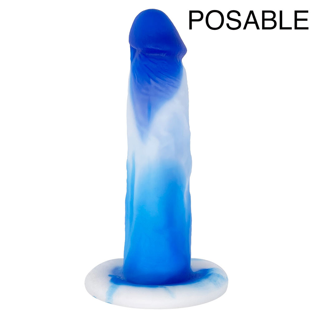 6&quot; SoReal Colors Collection - Posable Dual Density Silicone Dildo - Blue Sky