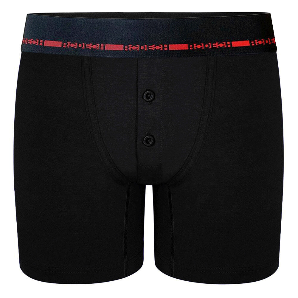 Rise Button Fly Boxer+ Harness - Black