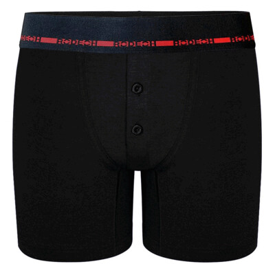 Rise Button Fly Boxer+ Harness - Black