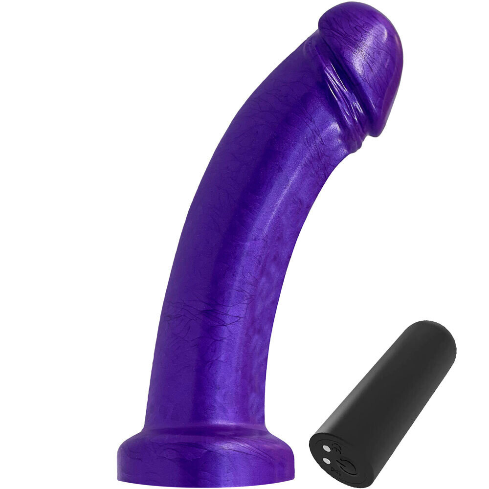 8&quot; Series Silicone Rechargeable Vibrating Dildo - Pearlescent Purple