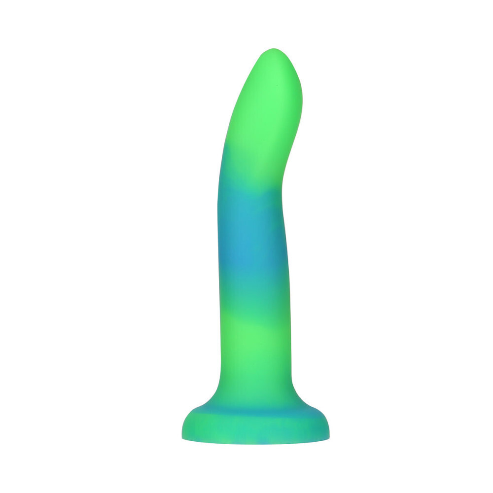 7&quot; Rave Glow in the Dark Posable Silicone Dildo - Green and Blue