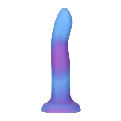 7" Rave Glow in the Dark Posable Silicone Dildo - Purple and Blue