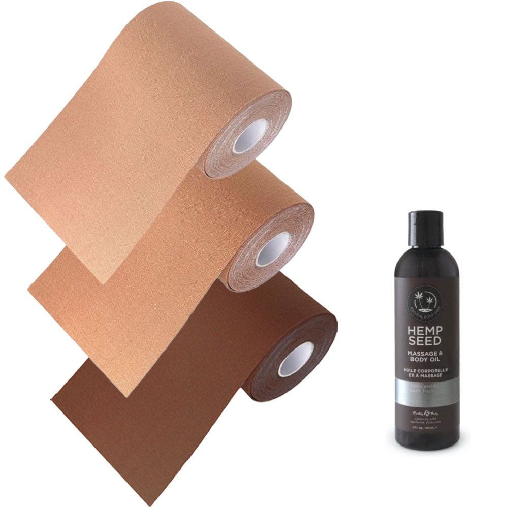 4&quot; Wide Roll of Body Tape by Unique and 2oz. Unscented Removal Oil