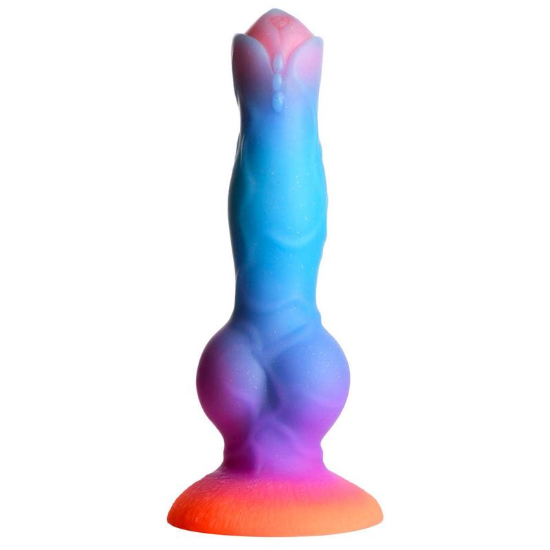 Space Cock Glow-In-The-Dark Silicone Alien Dildo - Orange, Purple &amp; Blue