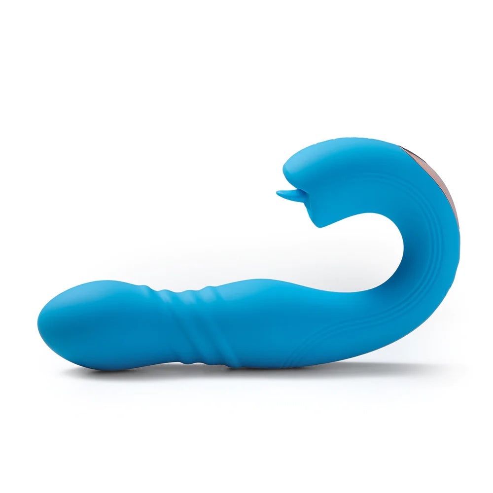 Joi Thrust G-Spot &amp; Licking Vibrator - App Controlled - Blue
