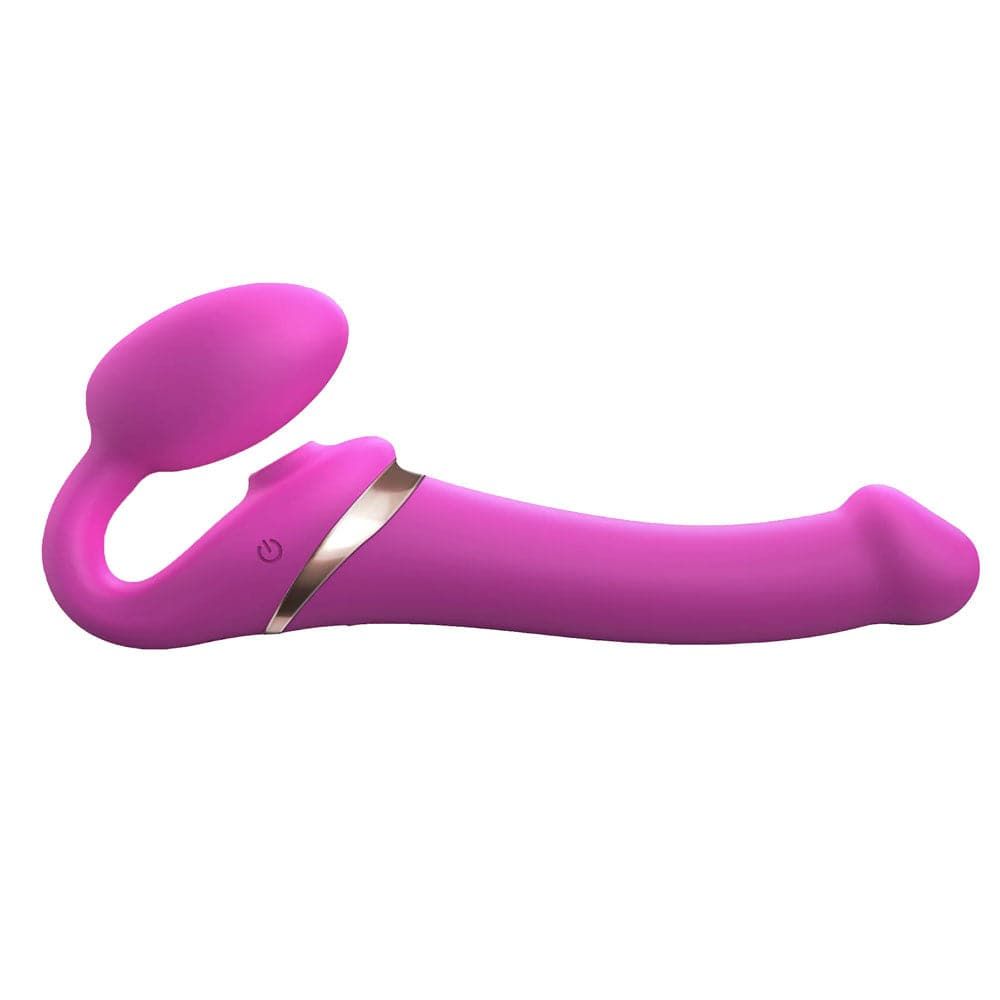 Strap-On-Me Vibrating Multi Orgasm Bendable 3 Motor Strap-On - Fuchsia - Medium