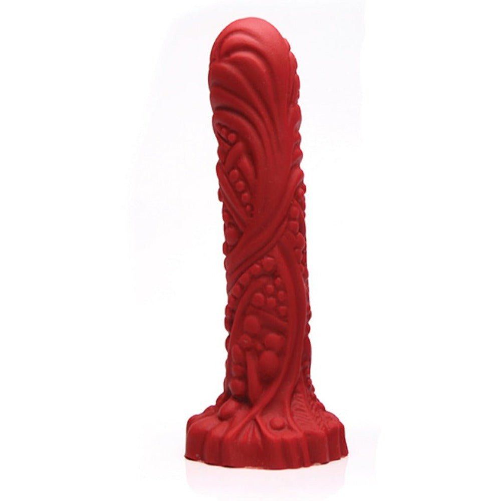 7&quot; Groove Textured Silicone Dildo by Tantus - Red