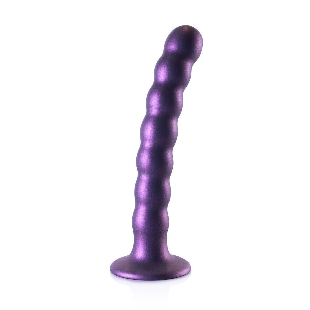6.5&quot; Ouch! Beaded Silicone G-Spot Dildo - Metallic Purple