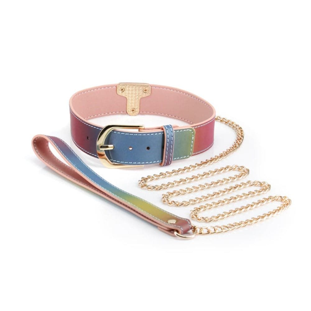 Spectra Bondage Rainbow Collar and Leash