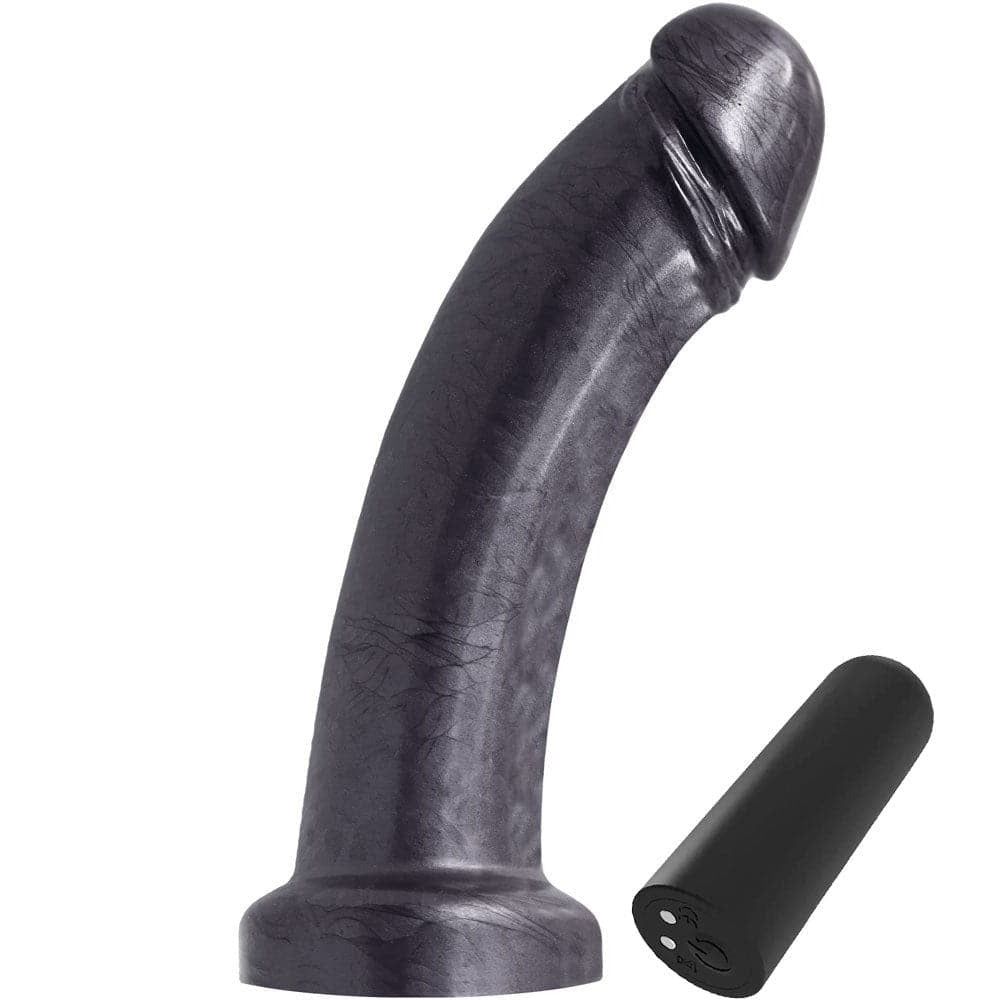 8&quot; Series Silicone Rechargeable Vibrating Dildo - Steel