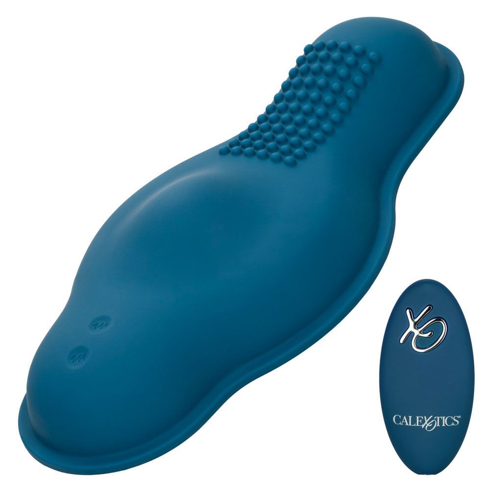 Dual Rider Bump &amp; Grind Rechargeable Grinding Vibrator with Remote Control - Blue