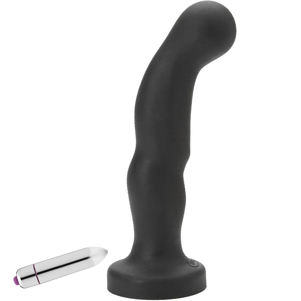 7&quot; P-Spot Vibrating Silicone Dildo - Black
