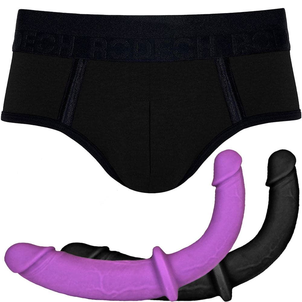 Duo Brief Harness and Double Trouble Double Dildo - PACKAGE DEAL
