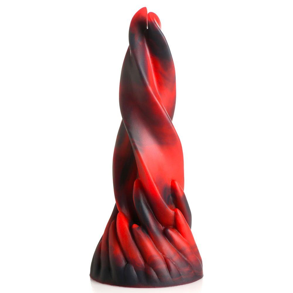 Fire Kiss Twisted Tongues Silicone Dildo - Red &amp; Black