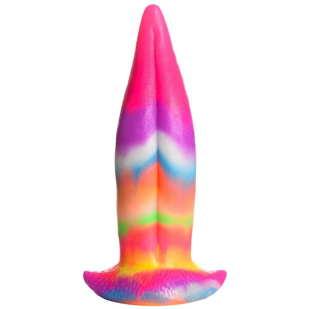 Unicorn Tongue Glow-In-The-Dark Silicone Dildo - Rainbow Glow
