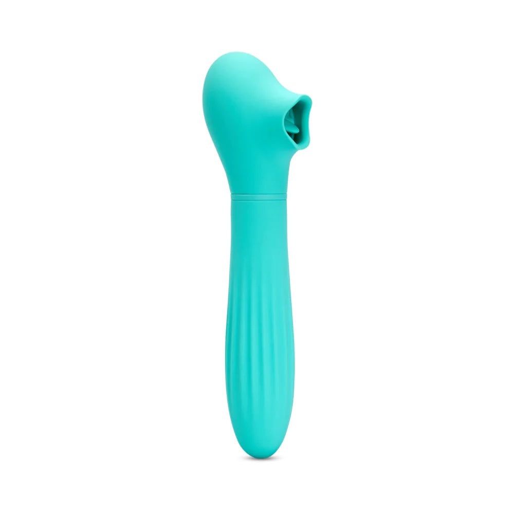 Triple Action Daisy Flickering Tongue Thrusting Vibrator - Electric Blue