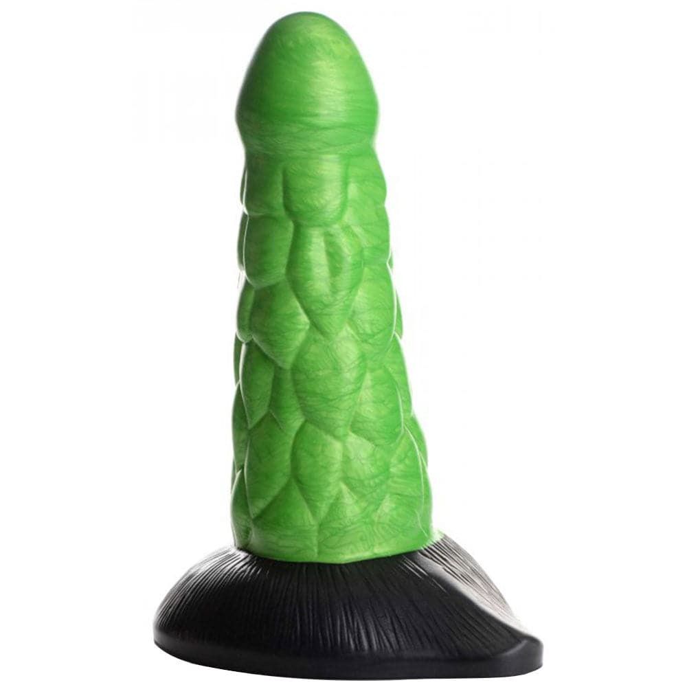 Radioactive Reptile Thick Scaly Silicone Dildo - Green/Black