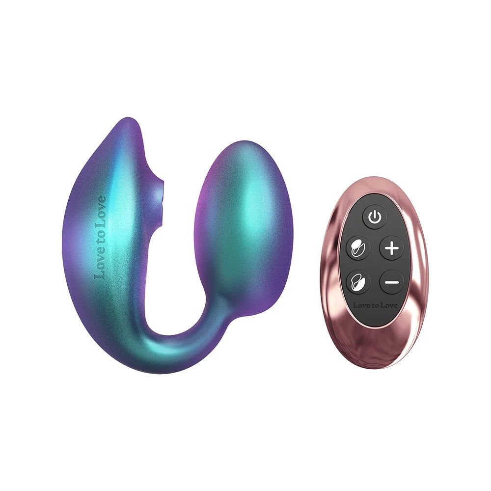 WonderLover Iridescent Turquoise Flapping Dual Stimulator with Remote