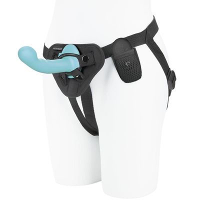 6&quot; Pegasus Ripple Remote Control Dildo &amp; Harness - Blue