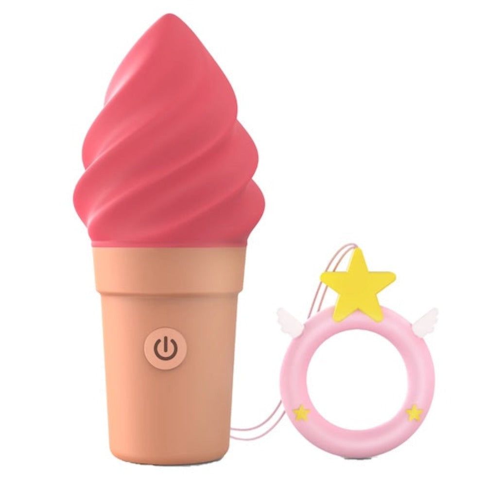Cand&#39;Ice Ice Cream Cone Clitoral Vibrator - Raspberry
