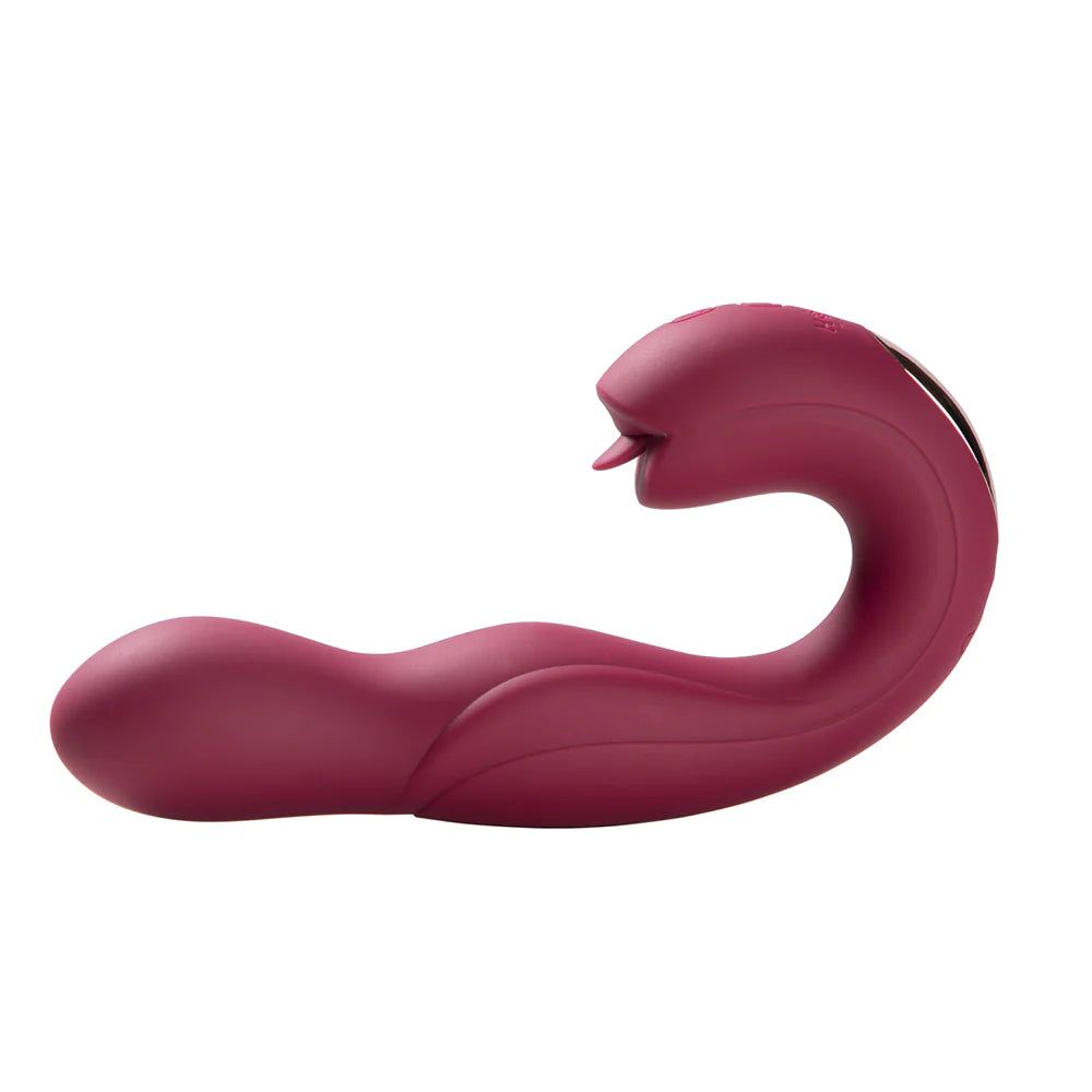 Joi Pro Rotating Head G-Spot &amp; Licking Dual Stimulator - Remote Control - Maroon