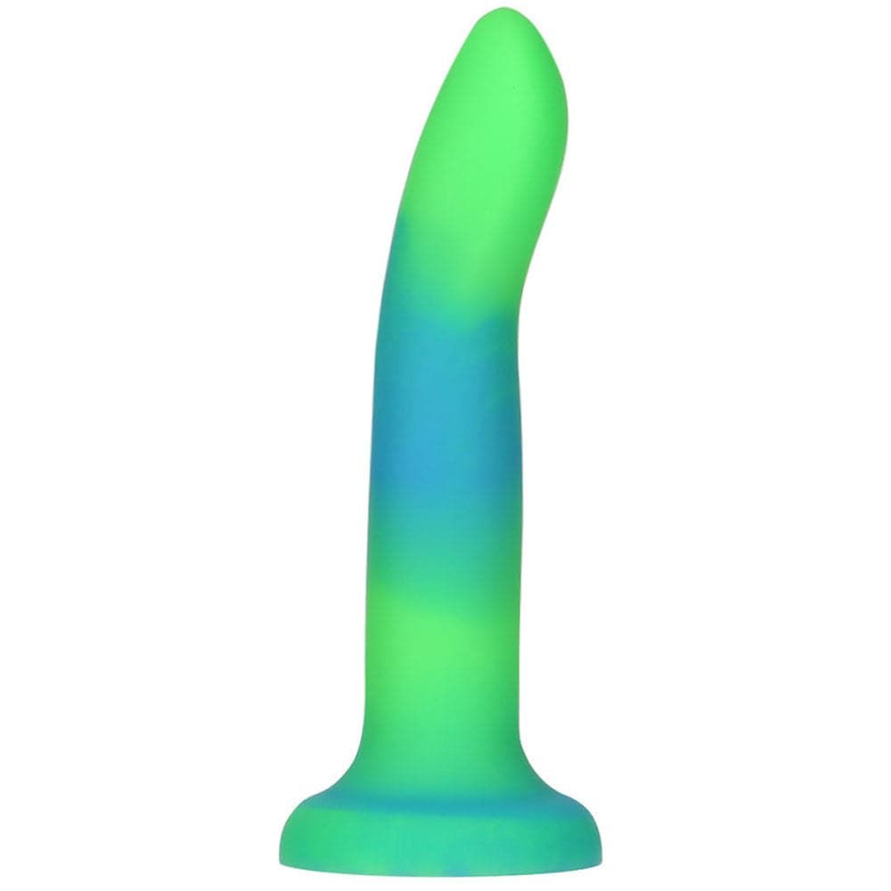 7&quot; Rave Glow in the Dark Posable Silicone Dildo - Green and Blue