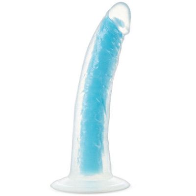 7&quot; Neo Elite Glow in the Dark Silicone Dual Density Dildo - Blue